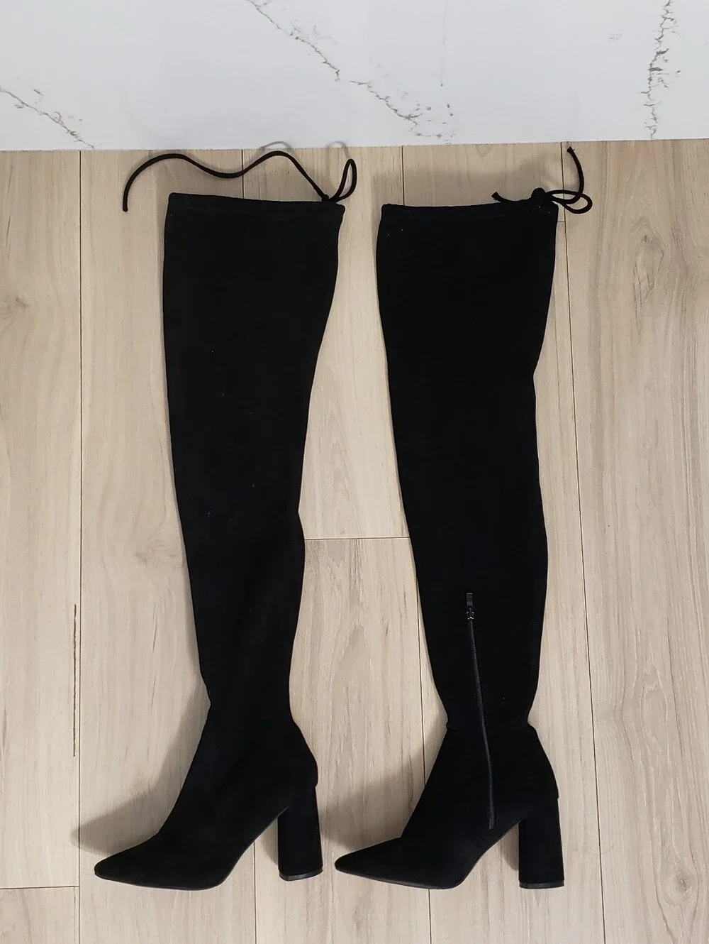 Azalea Wang Thigh High Boot‎ Womens 8.5 Black Vegan Suede Ariana Style
